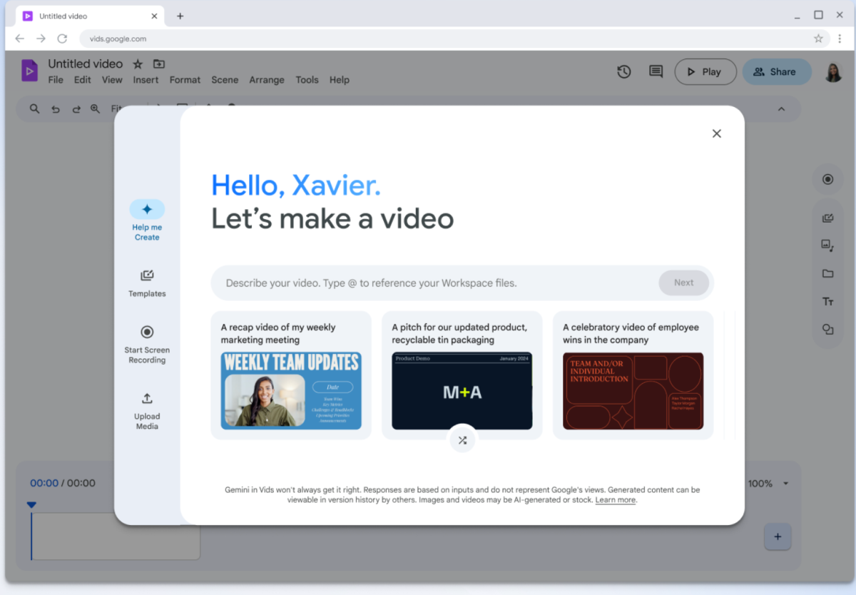 Google makes it easier to edit drive videos with the new VIDS shortcut button