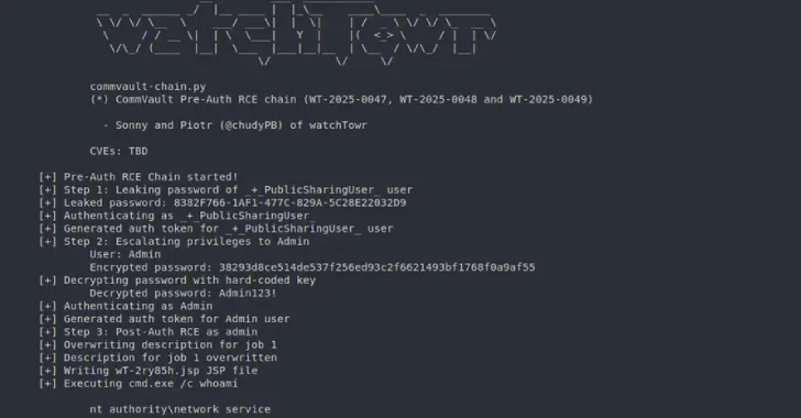 A Pre-Auth Exploit chain found in Commvault could allow remote code execution attacks