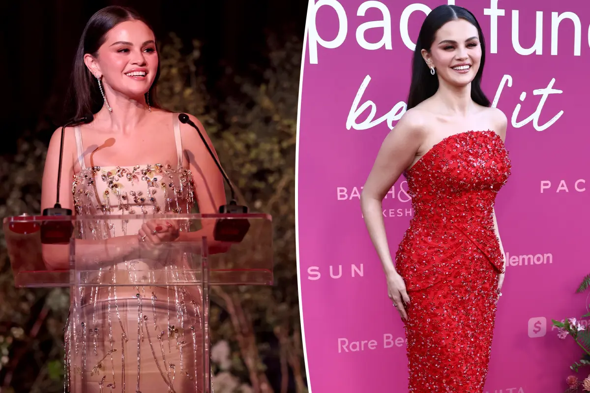 Selena Gomez wears two custom Prada dresses at Rare Impact Fund Gala