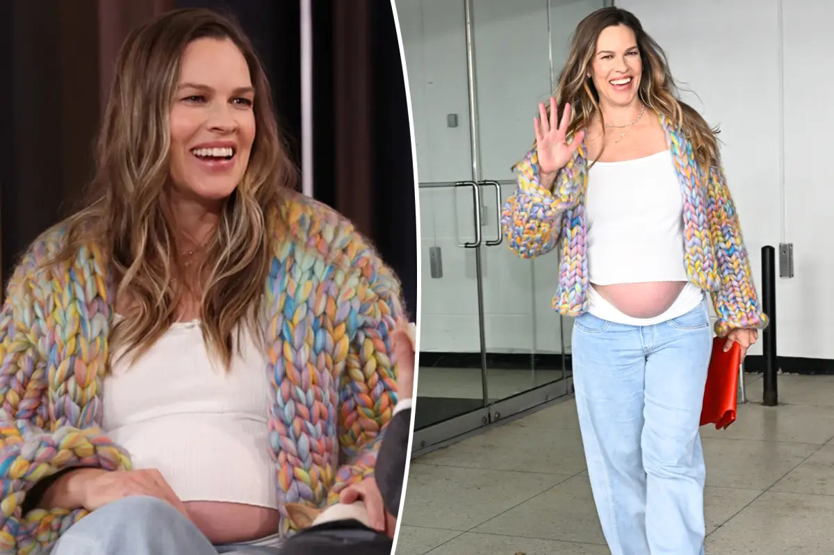 Pregnant Hilary Swank responds to backlash about women having babies later in life