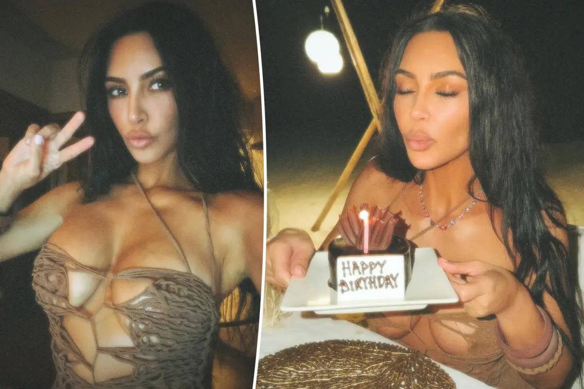 Kim Kardashian’s shirt is made of nothing but strings on Philippines birthday trip